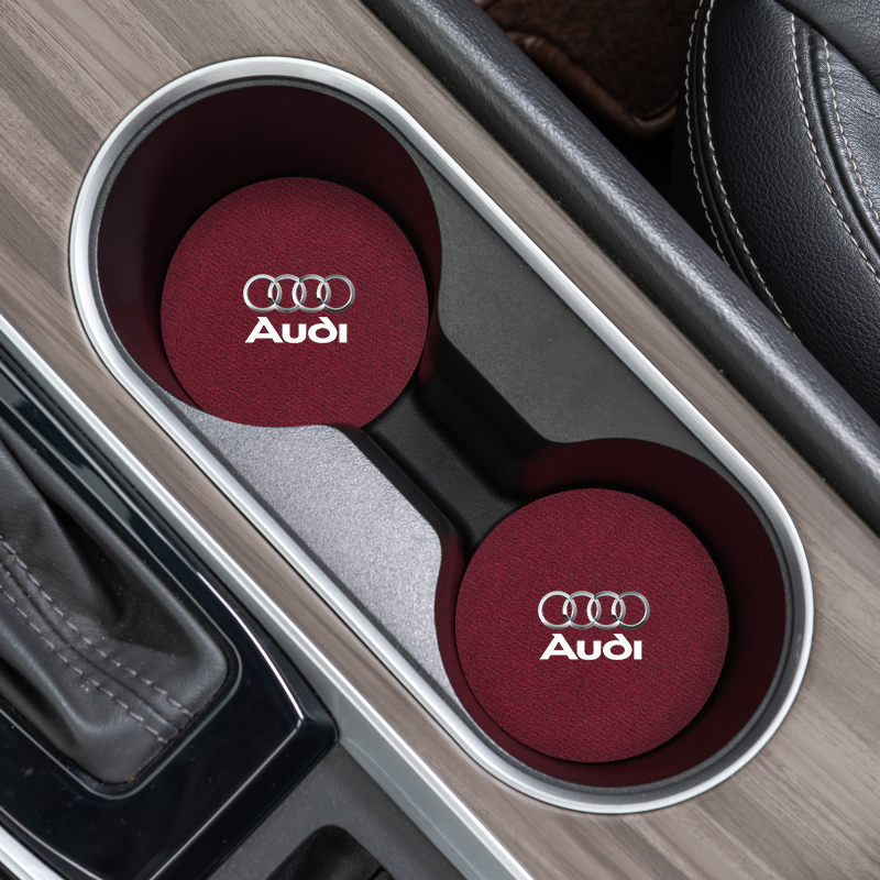 適用于奧迪A3/A4L/A6L/Q2L/Q3L/Q5L車載水杯墊汽車翻毛皮儲物槽墊